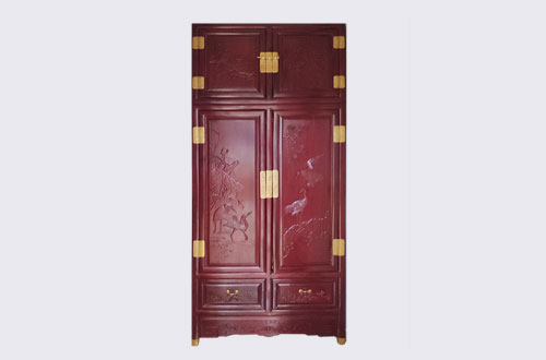 雄关区高端中式家居装修深红色纯实木衣柜
